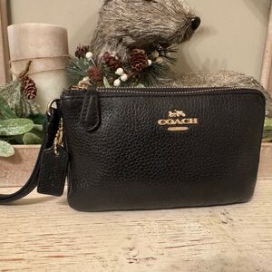 Coach Black Double Corner Zip Wristlet